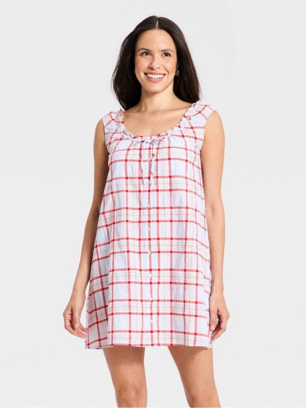 Plaid Sleeveless Babydoll Style Dress